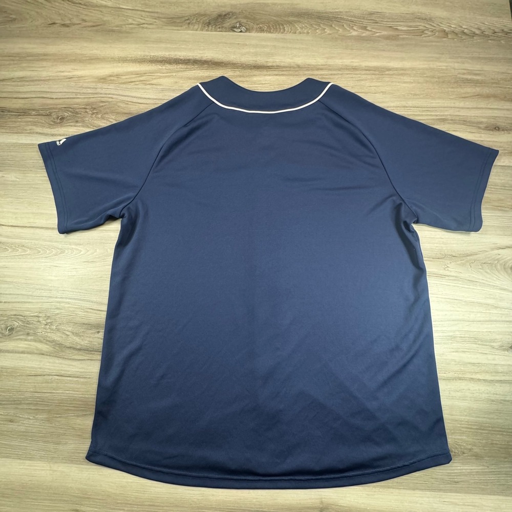 Majestic Cleveland Indians Baseball Jersey Mens‎ Large Navy Blue Cool Base M8FJ - Picture 10 of 11